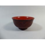 An Exceptional Quality Chinese Boxwood Bowl with Lacquered Interior.