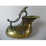 An Intresting 18th Century Heavy Brass Jug Decorated in Relief with Putto Riding Dolphin and Having