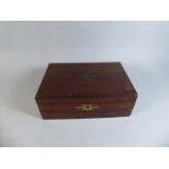A 19th Century Rosewood Writing Slope with Inset Brass Carrying Handles and Escutcheons.