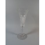 A Good Quality 19th Century Cut Glass Trumpet Vase with Etched Floral Decoration to Flared Bowl.