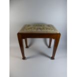 An Edwardian Oak Framed Stool with Tapestry Top,