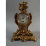 A Pretty French Ormolu Rococo Mantel Clock with Enamelled Dial with Floral Swag Decoration,