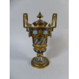 An Enamelled Gilt Bronze Two Handled Vase and Cover on Circular Foot Stamped H.