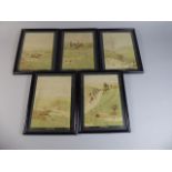 A Set of Five Ebonised Framed Hunting Prints by W.Ward After H.