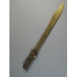 A Japanese Brass Letter Opener with Nice Quality Brass Handle Decorated in relief with Dragons (AF)