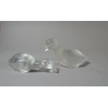 Two French Glass Models of Ducklings by Baccarat. 12.5x8 and 13x4cm.