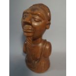An Ethnic Carved African Bust of Man with Beard,