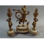 A Nice French Ormolu and Alabaster Figural Clock Garniture,