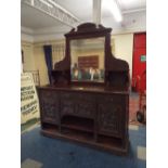 A Late Victorian Mahogany Mirror Back Sideboard with Three Drawers Over Cupboard Base all with