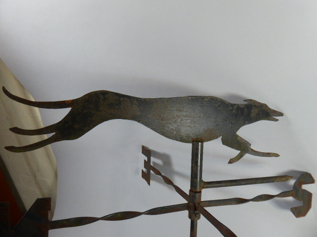 A Vintage Wrought Iron Weathervane, The Blade Modelled as a Greyhound, - Image 2 of 2