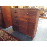 A Late Victorian Stained Pine Bedroom Chest of Two Short and Three Long Drawers.