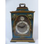 A Chinoiserie Carriage Clock by Garrard of Swindon in Blue Lacquer Case,