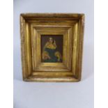 A 19th Century English School Oil on Panel Portrait of a Seated Lady in Original Gilt Wood Frame.