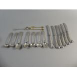 A Collection of Six Silver Handled Pistol Grip Butter Knives together with Three Silver Teaspoons,