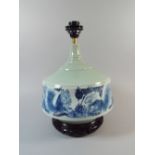 A Chinese Republic Blue and White Cleadon Glazed Table Lamp.
