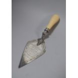 A Late Victorian Ivory Handled Silver Plated Presentation Trowel with Silver Band.