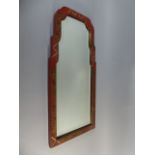 An Early 20th Century Chinioserie Lacquered Queen Anne Style Pier Mirror with Bevelled Mirror Plate.