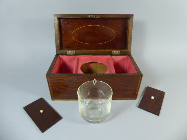 A Mid 19th Century Mahogany Two Division Tea Caddy with Rosewood String Inlay. - Image 2 of 2