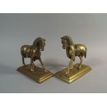 A Pair of Good Quality 19th Century Brass Horses in Arabic Regalia.
