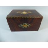 A Late Victorian Inlaid Mahogany Workbox with Lozenge Escutcheons to Front and Lid which Lifts to