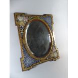 An Exceptional 19th Century Micro Masonic Framed Wall Mirror Decorated with Flowers having Oval