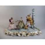 Large Capodimonte Figure Group Depicting Musicains with Instruments. (Some Losses) 51cm Wide.