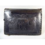 An Early 20th Century Leather Document Case Decorated with Embossed Egyptian Friezes.