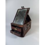 A 19th Century Oriental Gentlemans Travelling Vanity Box with Hinged Top to Folding Mirror and Two