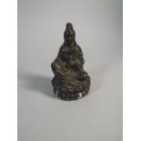 A Cast Metal Buddha on Stylised Lotus Leaf Base.