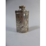 A Chinese Silver Powder Flask. The Body Decorated in Relief with Bamboo. Stamped Zeewo To Base.