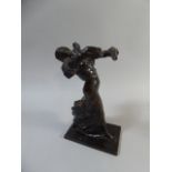 After Felix Voulot, A Bronze Study of a Classical Dancer in Flowing Robes. Signed to Base.