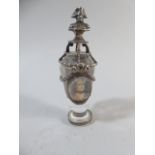 A French White Metal Mounted Miniature Solid Crystal Glass Vase,