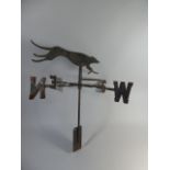 A Vintage Wrought Iron Weathervane, The Blade Modelled as a Greyhound,