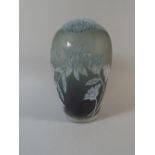 A 20th Century Acid Etched Art Glass Vase with Floral Decoration.