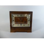 An Art Deco Oak Cased Westminster Chime Mantel Clock