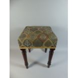 A Mahogany Framed Stool with Upholstered Top and Turned Legs,