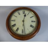 A Late 19th/Early 20th Century Circular Oak Framed Wall Clock with Enamelled Dial inscribed