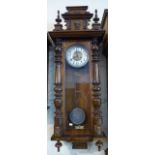 A Large Vienna Style Wall Clock with Half Pilaster Decoration and Glazed Pendulum Door, 115cm,