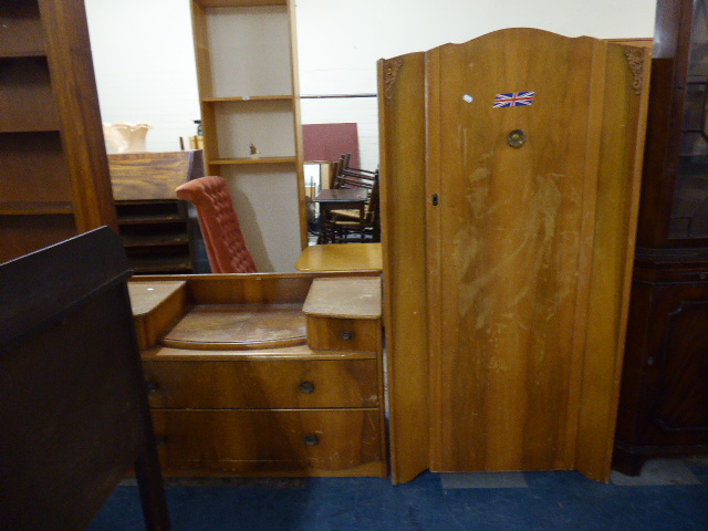 A 1960's Small Wardrobe and Matching Dressing Table Base