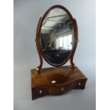 A 19th Century Serpentine Front Inlaid Dressing Table Mirror Having Three Drawers to Plinth Base,