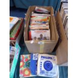 A Box Containing 45rpm Records to Include Rolling Stones, Frank Sinatra,