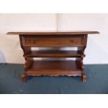 An Oak TV Stand/Side Table with Single Drawer and Stretcher Shelf 84cm Wide