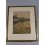 A Framed Victorian Water Colour Depicting Poultry in Corn Field Signed and Dated 1889