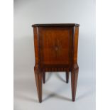 An Inlaid Rosewood and Mahogany Lift Top Sewing Box on Tapering Legs,