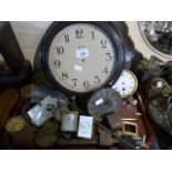 A Collection of Various Clock Parts Including Miniature Carriage Clock Movements, Weights,