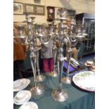 A Collection of Five Five-Branch Tall Candelabra Each 79cm high