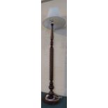 A Turned Mahogany Standard Lamp with Barley Twist Column Support