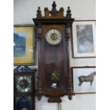 A Large Late Victorian Walnut Vienna Style Wall Clock with Half Pilaster Decoration,