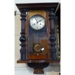 A Late Victorian Mahogany Wall Clock with Ebonised Pilaster Decoration