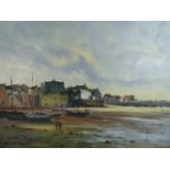 A Framed Oil on Canvas Depicting Tidal Harbour Scene, Signed Bottom Left,